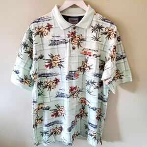 NWOT Windham Pointe M 90s Classic Cars Tropical Eclectic Grandpa Hawaiian Polo